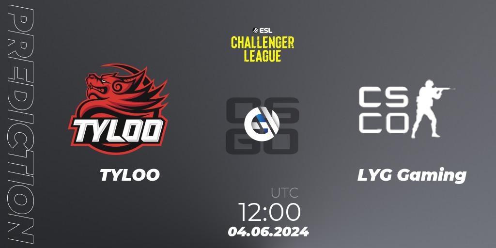 TYLOO vs LYG Gaming: Betting TIp, Match Prediction. 04.06.2024 at 12:00. Counter-Strike (CS2), ESL Challenger League Season 47: Asia