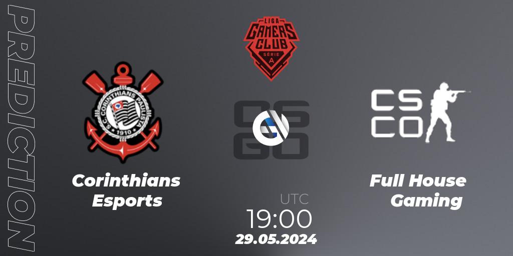 Corinthians Esports vs Full House Gaming: Betting TIp, Match Prediction. 29.05.2024 at 22:00. Counter-Strike (CS2), Gamers Club Liga Série A: May 2024