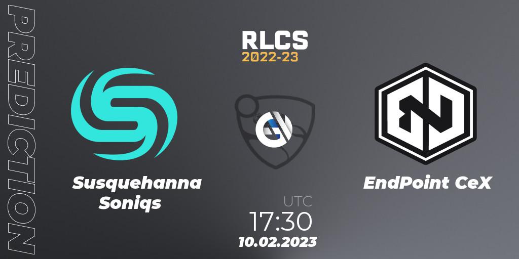 Susquehanna Soniqs vs EndPoint CeX: Betting TIp, Match Prediction. 10.02.2023 at 17:30. Rocket League, RLCS 2022-23 - Winter: Europe Regional 2 - Winter Cup