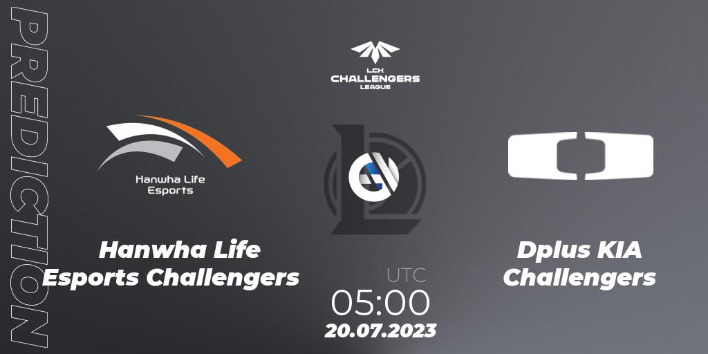 Hanwha Life Esports Challengers vs Dplus KIA Challengers: Betting TIp, Match Prediction. 20.07.2023 at 05:00. LoL, LCK Challengers League 2023 Summer - Group Stage