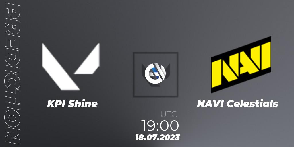 KPI Shine vs NAVI Celestials: Betting TIp, Match Prediction. 18.07.2023 at 19:10. VALORANT, VCT 2023: Game Changers EMEA Series 2 - Group Stage