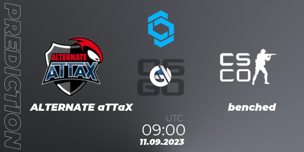 ALTERNATE aTTaX vs benched: Betting TIp, Match Prediction. 11.09.2023 at 09:00. Counter-Strike (CS2), CCT East Europe Series #2