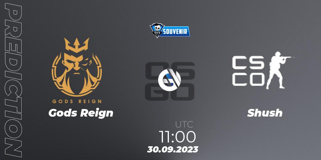 Gods Reign vs Shush: Betting TIp, Match Prediction. 30.09.2023 at 11:00. Counter-Strike (CS2), Skyesports Souvenir 2023