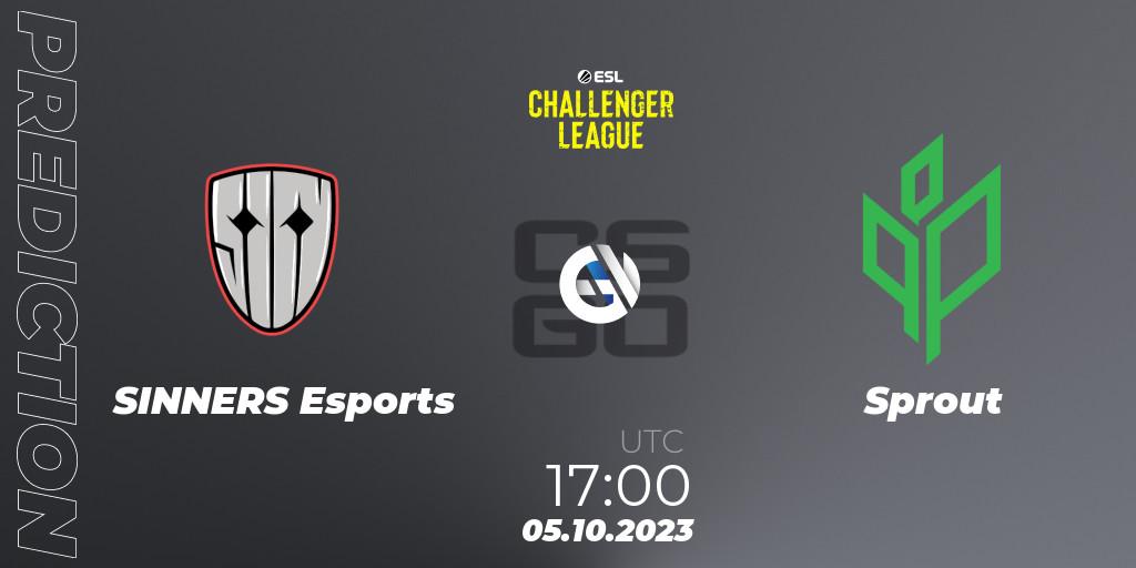 SINNERS Esports vs Sprout: Betting TIp, Match Prediction. 05.10.2023 at 17:00. Counter-Strike (CS2), ESL Challenger League Season 46: Europe