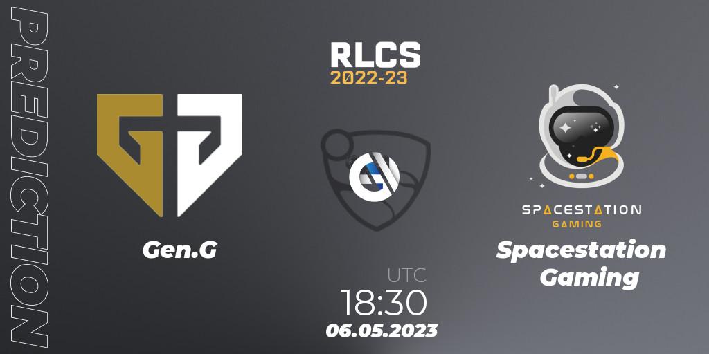Gen.G vs Spacestation Gaming: Betting TIp, Match Prediction. 06.05.2023 at 18:10. Rocket League, RLCS 2022-23 - Spring: North America Regional 1 - Spring Open - Playoffs 