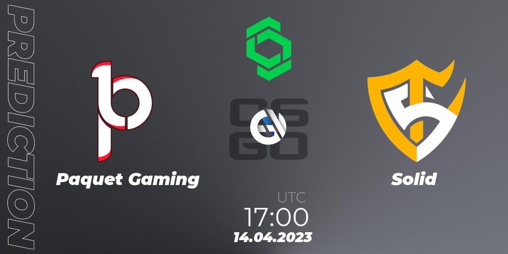Paquetá Gaming vs Solid: Betting TIp, Match Prediction. 14.04.2023 at 17:35. Counter-Strike (CS2), CCT South America Series #6