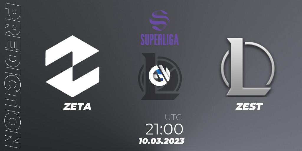 ZETA vs ZEST: Betting TIp, Match Prediction. 10.03.2023 at 21:00. LoL, LVP Superliga 2nd Division Spring 2023 - Group Stage