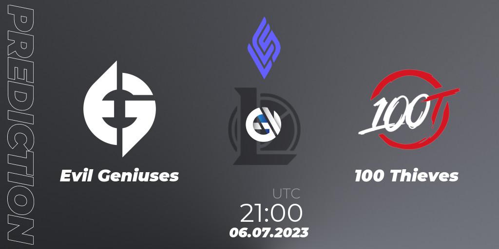 Evil Geniuses vs 100 Thieves: Betting TIp, Match Prediction. 07.07.2023 at 00:00. LoL, LCS Summer 2023 - Group Stage