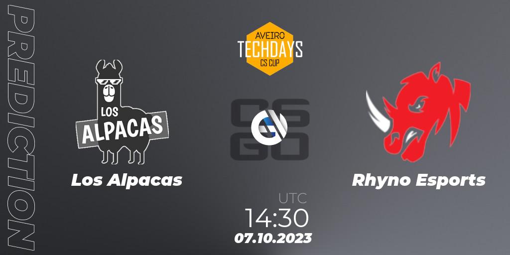 Los Alpacas vs Rhyno Esports: Betting TIp, Match Prediction. 07.10.2023 at 14:30. Counter-Strike (CS2), Aveiro Techdays Cup 2023