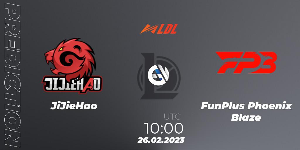 JiJieHao vs FunPlus Phoenix Blaze: Betting TIp, Match Prediction. 26.02.2023 at 11:00. LoL, LDL 2023 - Regular Season
