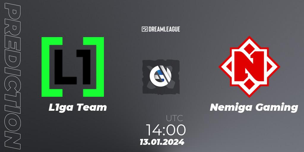 L1ga Team vs Nemiga Gaming: Betting TIp, Match Prediction. 13.01.2024 at 14:00. Dota 2, DreamLeague Season 22: Eastern Europe Closed Qualifier