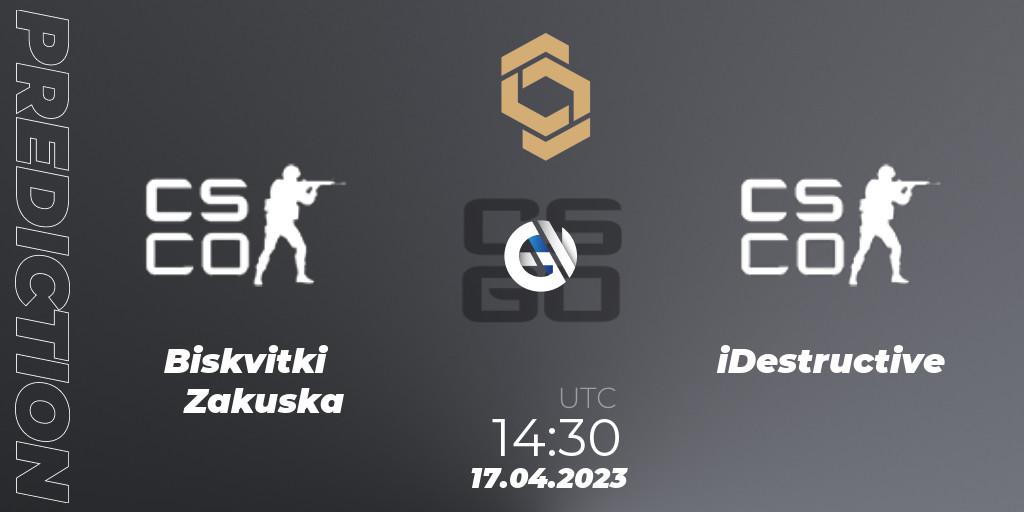 Biskvitki Zakuska vs iDestructive: Betting TIp, Match Prediction. 17.04.23. CS2 (CS:GO), CCT South Europe Series #4: Closed Qualifier