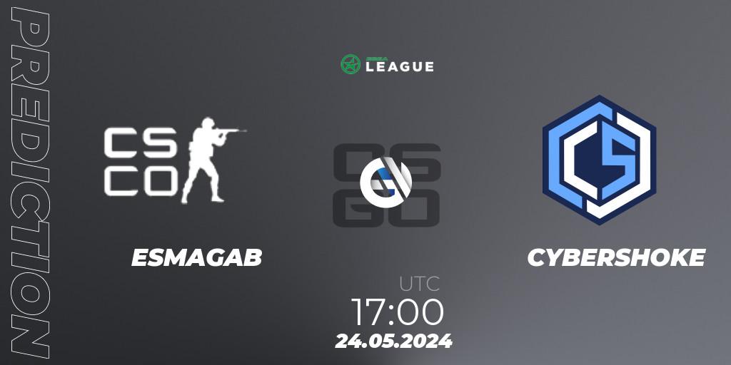 ESMAGAB vs CYBERSHOKE: Betting TIp, Match Prediction. 24.05.2024 at 17:00. Counter-Strike (CS2), ESEA Season 49: Advanced Division - Europe