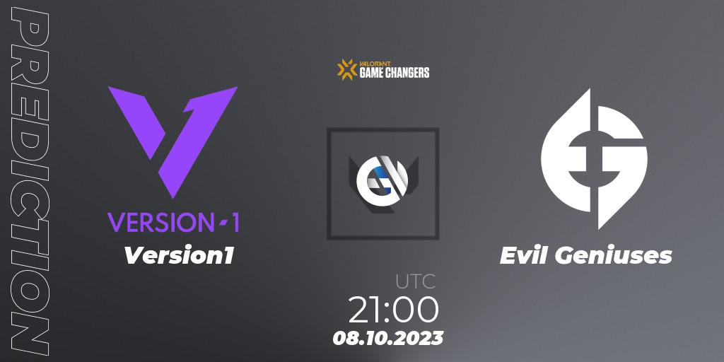 Version1 vs Evil Geniuses: Betting TIp, Match Prediction. 08.10.23. VALORANT, VCT 2023: Game Changers North America Series S3
