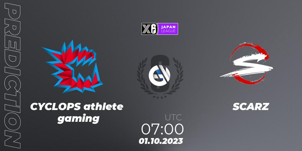 CYCLOPS athlete gaming vs SCARZ: Betting TIp, Match Prediction. 01.10.23. Rainbow Six, Japan League 2023 - Stage 2