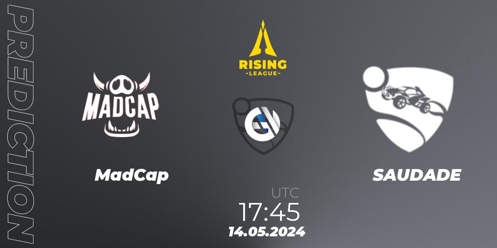 MadCap vs SAUDADE: Betting TIp, Match Prediction. 14.05.2024 at 17:45. Rocket League, Rising League 2024 — Split 1 — Main Event