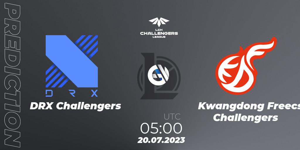 DRX Challengers vs Kwangdong Freecs Challengers: Betting TIp, Match Prediction. 20.07.2023 at 05:00. LoL, LCK Challengers League 2023 Summer - Group Stage