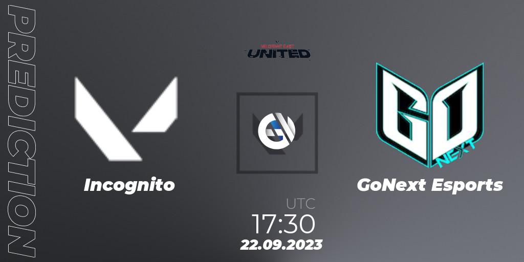 Incognito vs GoNext Esports: Betting TIp, Match Prediction. 22.09.2023 at 17:45. VALORANT, VALORANT East: United: Season 2: Stage 3 - League