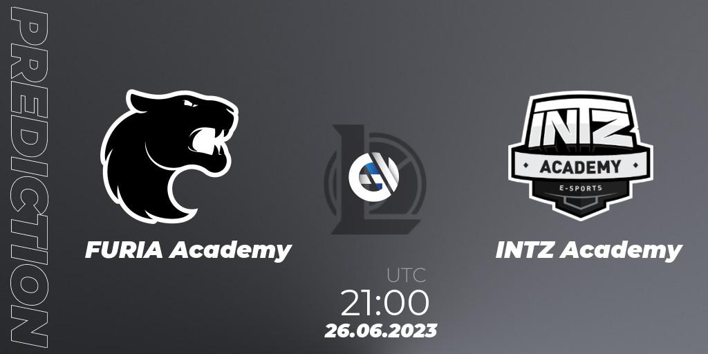 FURIA Academy vs INTZ Academy: Betting TIp, Match Prediction. 26.06.2023 at 21:15. LoL, CBLOL Academy Split 2 2023 - Group Stage