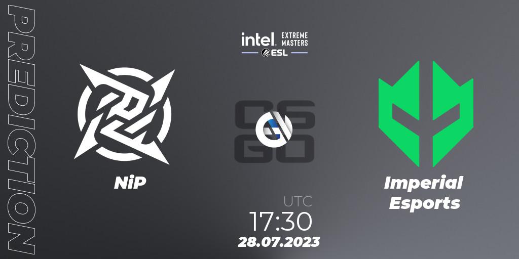 NiP vs Imperial Esports: Betting TIp, Match Prediction. 28.07.2023 at 17:55. Counter-Strike (CS2), IEM Cologne 2023 - Play-In