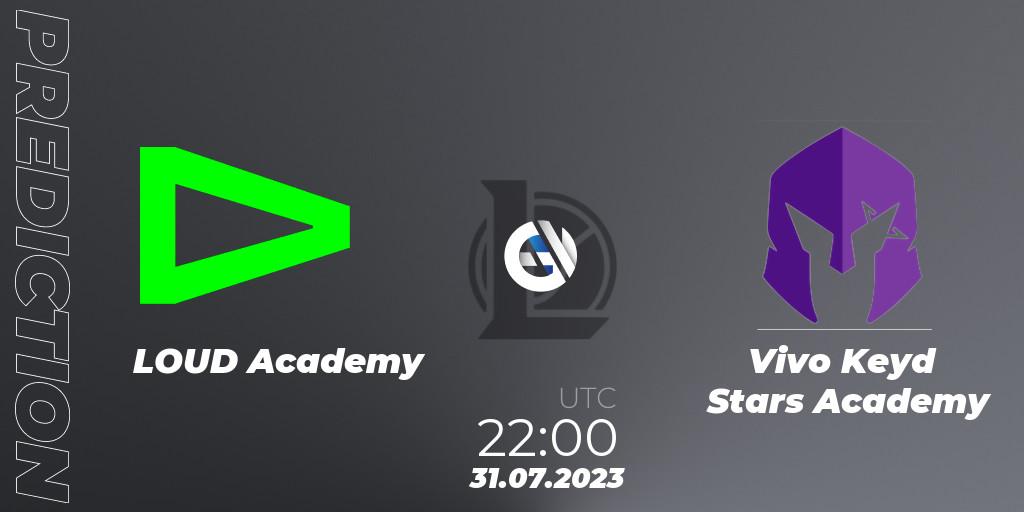 LOUD Academy vs Vivo Keyd Stars Academy: Betting TIp, Match Prediction. 31.07.2023 at 22:00. LoL, CBLOL Academy Split 2 2023 - Group Stage