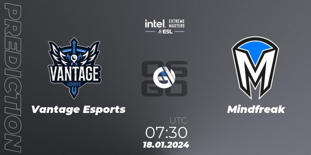 Vantage Esports vs Mindfreak: Betting TIp, Match Prediction. 18.01.2024 at 07:00. Counter-Strike (CS2), Intel Extreme Masters China 2024: Oceanic Open Qualifier #2