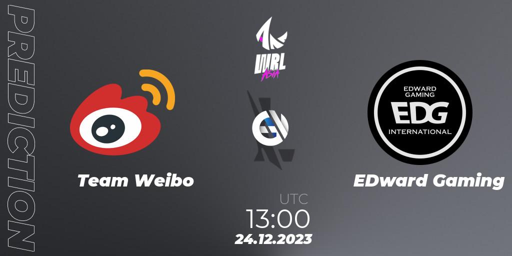 Team Weibo vs EDward Gaming: Betting TIp, Match Prediction. 24.12.2023 at 13:00. Wild Rift, WRL Asia 2023 - Season 2 - Regular Season