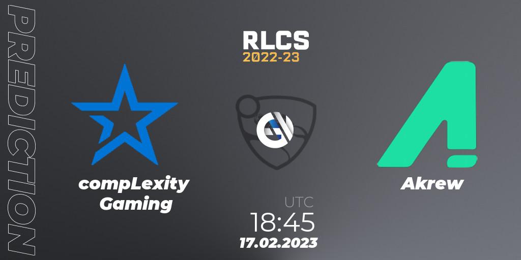 compLexity Gaming vs Akrew: Betting TIp, Match Prediction. 17.02.23. Rocket League, RLCS 2022-23 - Winter: North America Regional 2 - Winter Cup