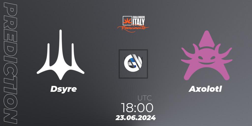 Dsyre vs Axolotl: Betting TIp, Match Prediction. 23.06.2024 at 18:00. VALORANT, VALORANT Challengers 2024 Italy: Rinascimento Split 2