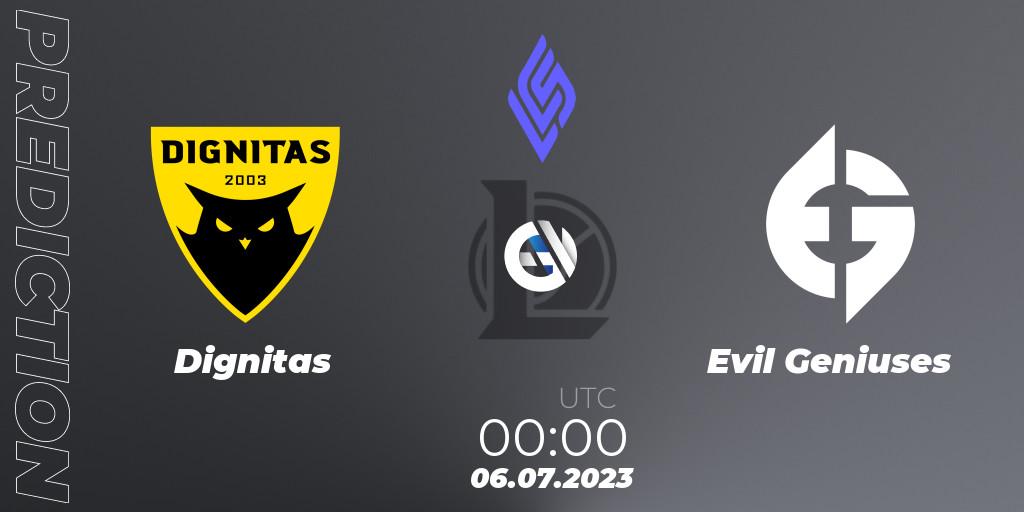 Dignitas vs Evil Geniuses: Betting TIp, Match Prediction. 06.07.2023 at 00:00. LoL, LCS Summer 2023 - Group Stage