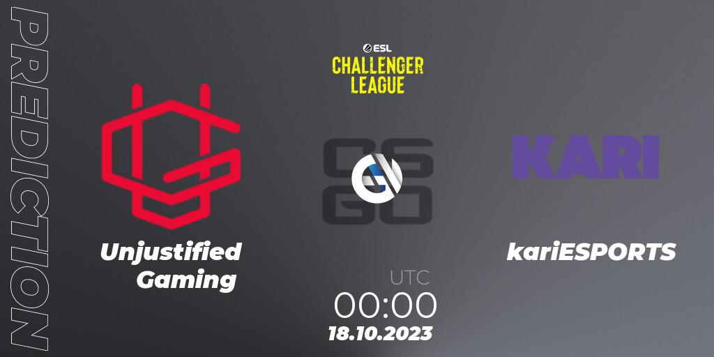 Unjustified Gaming vs kariESPORTS: Betting TIp, Match Prediction. 08.11.23. CS2 (CS:GO), ESL Challenger League Season 46: North America