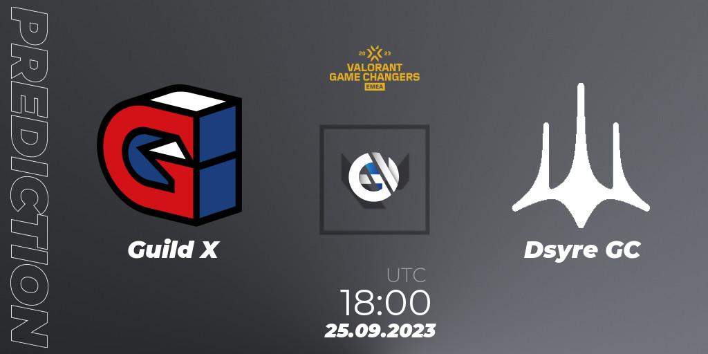 Guild X vs Dsyre GC: Betting TIp, Match Prediction. 25.09.2023 at 18:00. VALORANT, VCT 2023: Game Changers EMEA Stage 3 - Group Stage