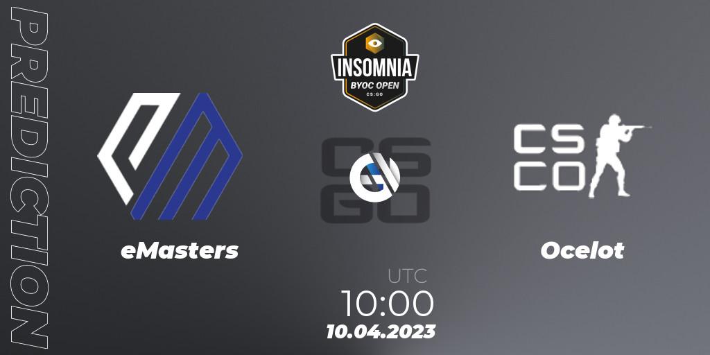 eMasters vs Ocelot Sports: Betting TIp, Match Prediction. 10.04.2023 at 10:00. Counter-Strike (CS2), Insomnia 70
