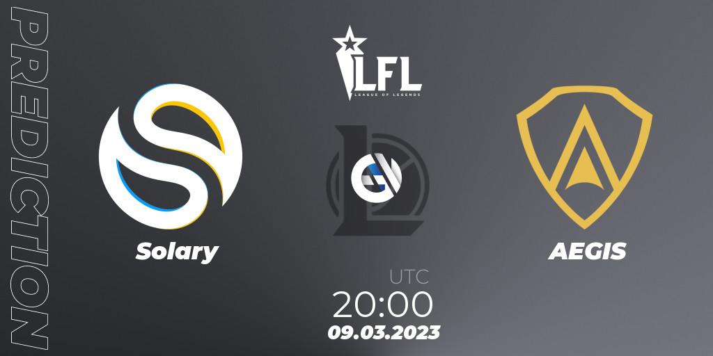 Solary vs AEGIS: Betting TIp, Match Prediction. 09.03.2023 at 20:00. LoL, LFL Spring 2023 - Group Stage