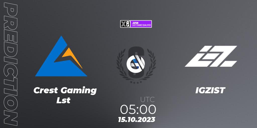 Crest Gaming Lst vs IGZIST: Betting TIp, Match Prediction. 15.10.23. Rainbow Six, Japan League 2023 - Stage 2 - Last Chance Qualifiers