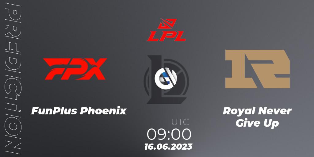 FunPlus Phoenix vs Royal Never Give Up: Betting TIp, Match Prediction. 16.06.23. LoL, LPL Summer 2023 Regular Season
