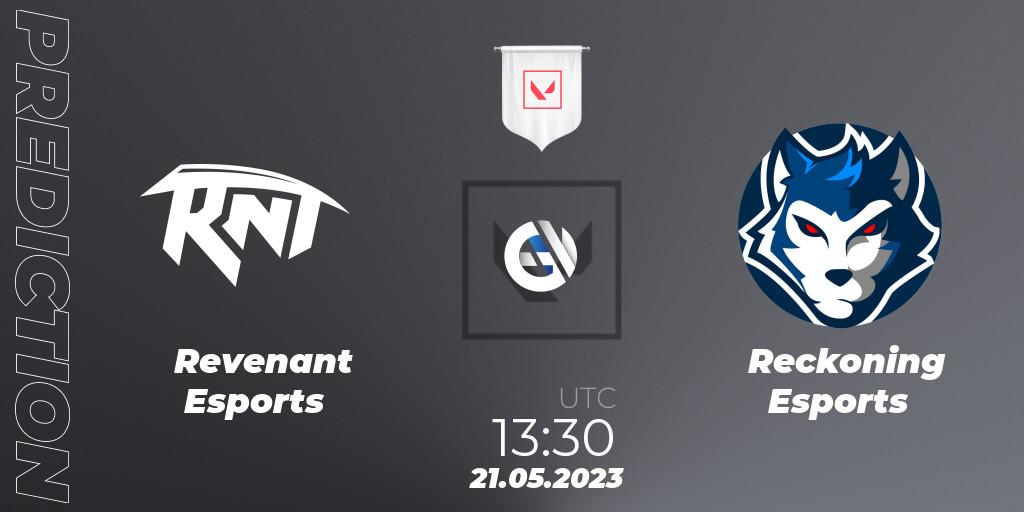 Revenant Esports vs Reckoning Esports: Betting TIp, Match Prediction. 21.05.2023 at 15:00. VALORANT, VCL South Asia: Split 2 2023 Group A