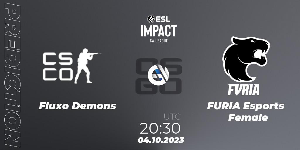 Fluxo Demons vs FURIA Esports Female: Betting TIp, Match Prediction. 04.10.2023 at 20:30. Counter-Strike (CS2), ESL Impact League Season 4: South American Division