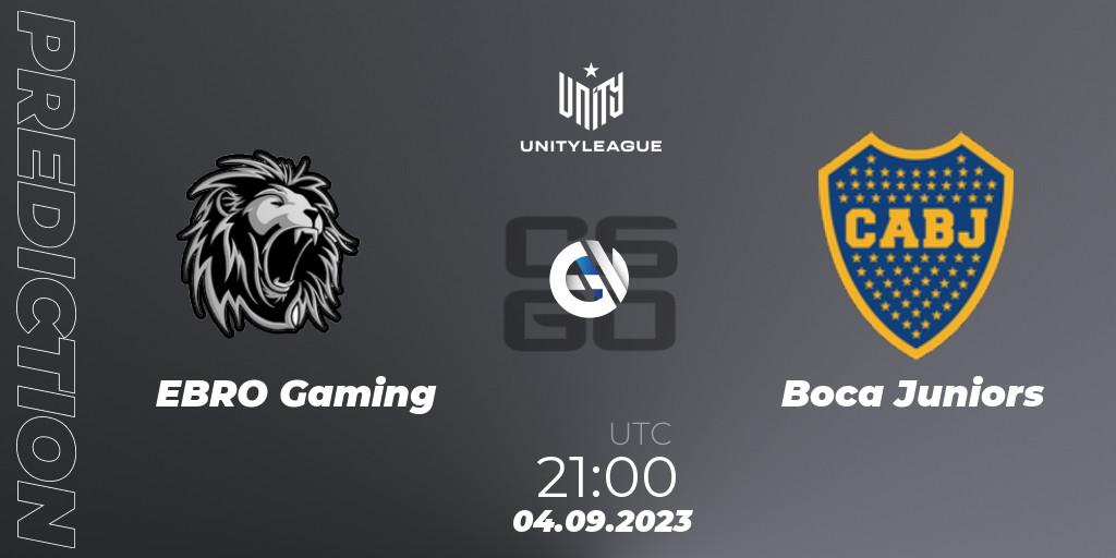 EBRO Gaming vs Boca Juniors: Betting TIp, Match Prediction. 04.09.2023 at 21:00. Counter-Strike (CS2), LVP Unity League Argentina 2023
