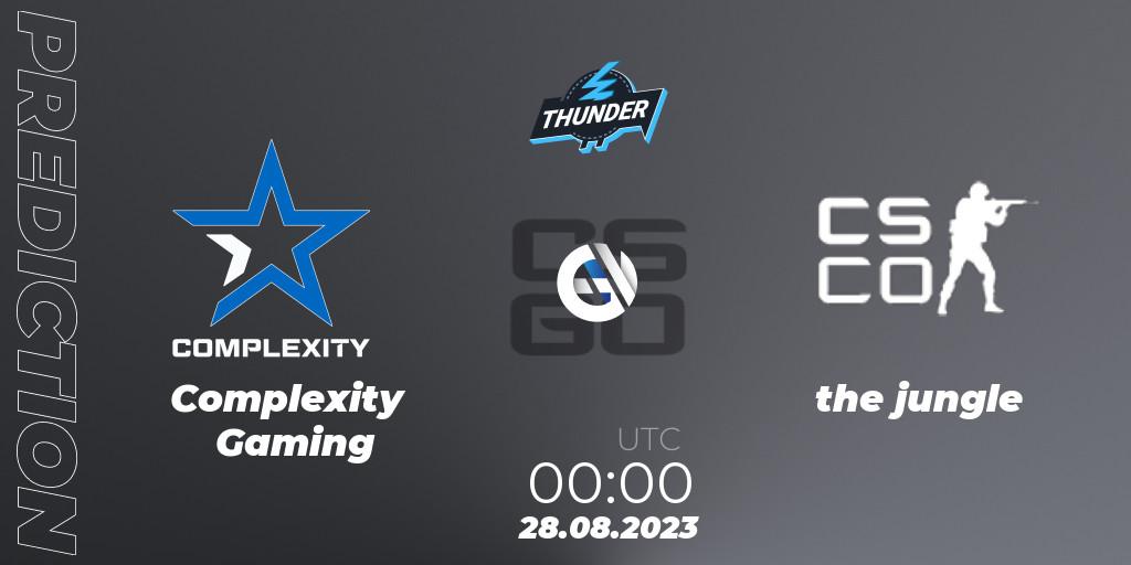 Complexity Gaming vs the jungle: Betting TIp, Match Prediction. 28.08.2023 at 00:00. Counter-Strike (CS2), Thunderpick World Championship 2023: North American Qualifier #2