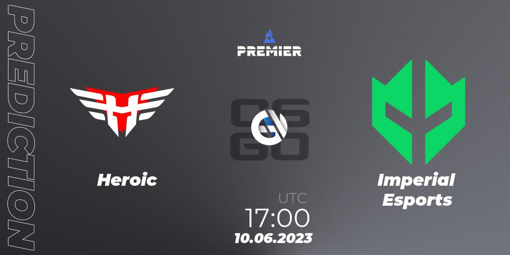 Heroic vs Imperial Esports: Betting TIp, Match Prediction. 10.06.2023 at 17:15. Counter-Strike (CS2), BLAST Premier: Spring Final 2023