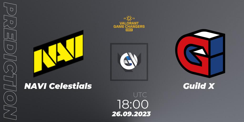 NAVI Celestials vs Guild X: Betting TIp, Match Prediction. 26.09.2023 at 18:00. VALORANT, VCT 2023: Game Changers EMEA Stage 3 - Group Stage