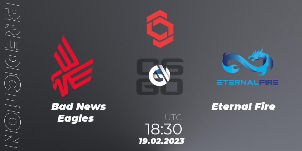 Bad News Eagles vs Eternal Fire: Betting TIp, Match Prediction. 19.02.23. CS2 (CS:GO), CCT Central Europe Series Finals #1