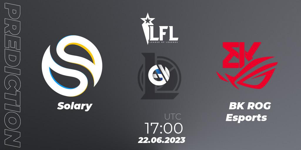 Solary vs BK ROG Esports: Betting TIp, Match Prediction. 22.06.2023 at 17:00. LoL, LFL Summer 2023 - Group Stage