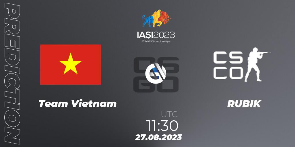 Team Vietnam vs RUBIK: Betting TIp, Match Prediction. 27.08.2023 at 17:40. Counter-Strike (CS2), IESF World Esports Championship 2023