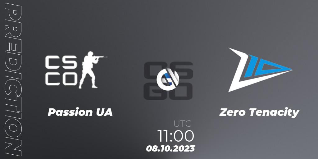Passion UA vs Zero Tenacity: Betting TIp, Match Prediction. 08.10.2023 at 11:00. Counter-Strike (CS2), A1 Gaming League Season 7