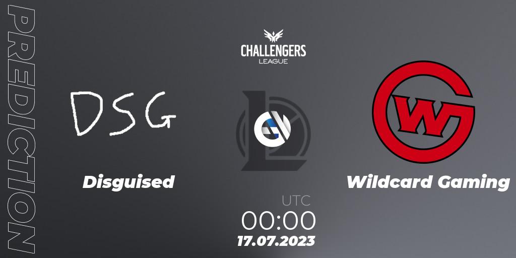 Disguised vs Wildcard Gaming: Betting TIp, Match Prediction. 20.06.2023 at 00:00. LoL, North American Challengers League 2023 Summer - Group Stage
