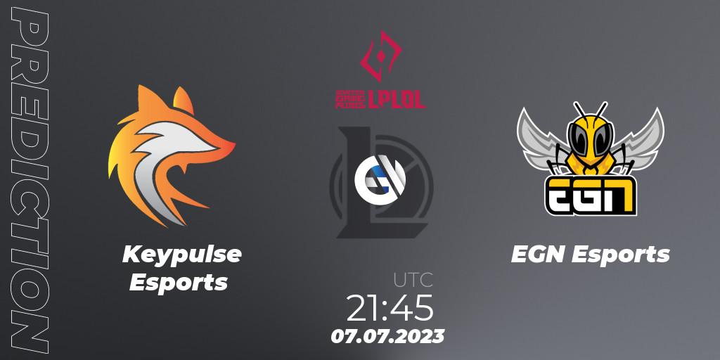 Keypulse Esports vs EGN Esports: Betting TIp, Match Prediction. 15.06.2023 at 21:45. LoL, LPLOL Split 2 2023 - Group Stage