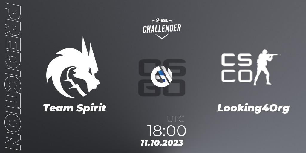 Team Spirit vs Looking4Org: Betting TIp, Match Prediction. 11.10.2023 at 18:00. Counter-Strike (CS2), ESL Challenger at DreamHack Winter 2023: European Qualifier