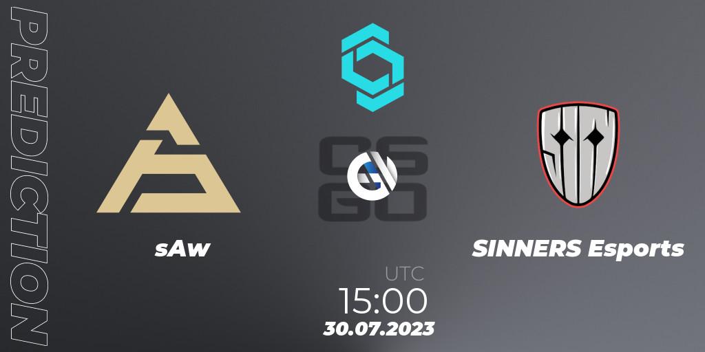 sAw vs SINNERS Esports: Betting TIp, Match Prediction. 30.07.2023 at 16:15. Counter-Strike (CS2), CCT North Europe Series #6